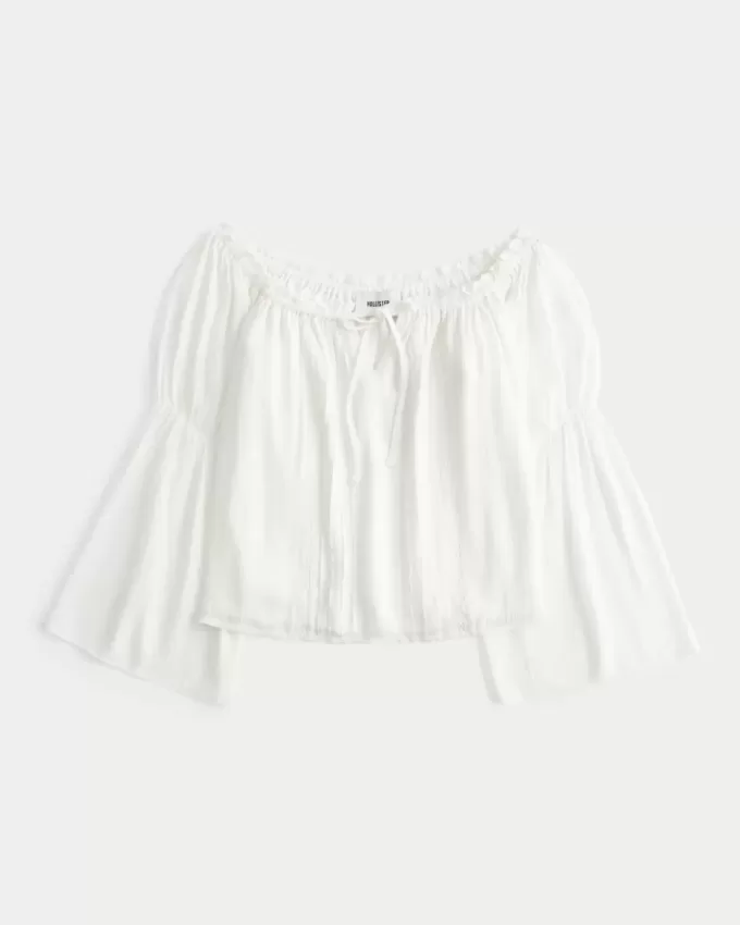 Blusa de manga larga con hombros descubiertos fácil de llevar
