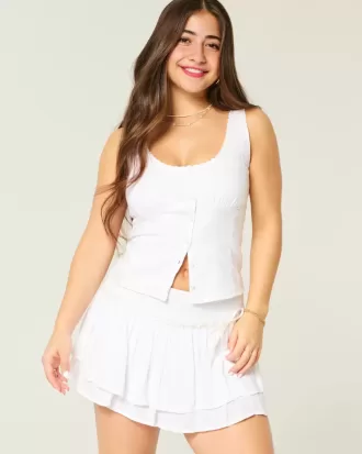 Blusa de mezcla de lino con botones
