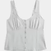 Blusa de mezcla de lino con botones Blusa de mezcla de lino con botones