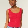 Blusa de mezcla de lino con botones
