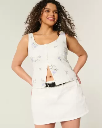 Blusa de mezcla de lino con botones