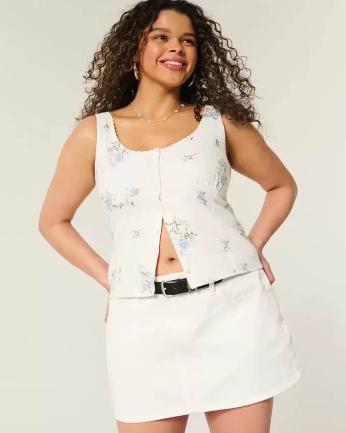 Blusa de mezcla de lino con botones Blusa de mezcla de lino con botones