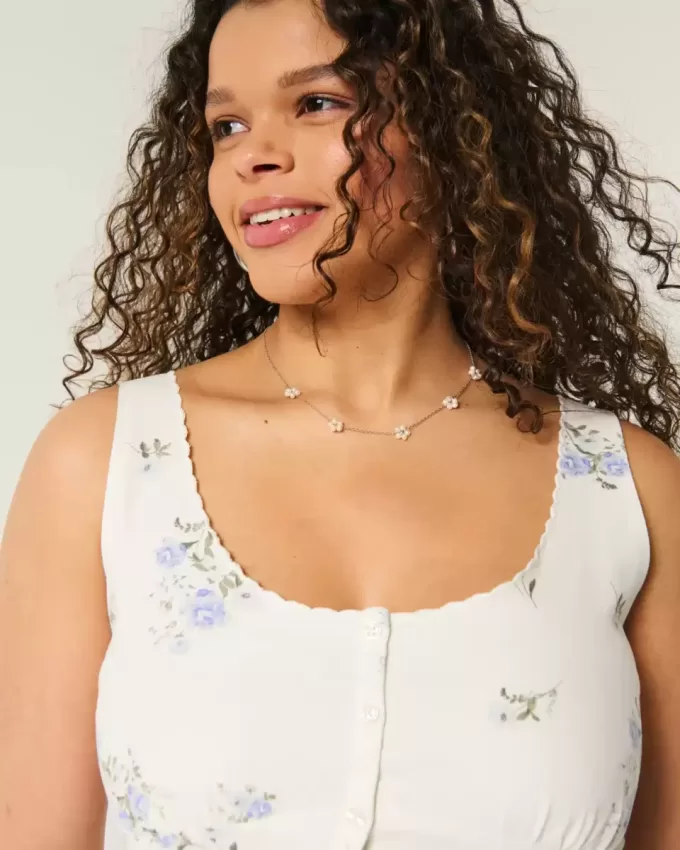 Blusa de mezcla de lino con botones Blusa de mezcla de lino con botones