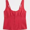 Blusa de mezcla de lino con botones