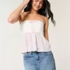Blusa sin tirantes de mezcla de telas estilo crochet fácil