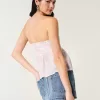 Blusa sin tirantes de mezcla de telas estilo crochet fácil
