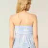 Blusa sin tirantes de mezcla de telas estilo crochet fácil