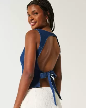 Blusa vaquera con espalda abierta