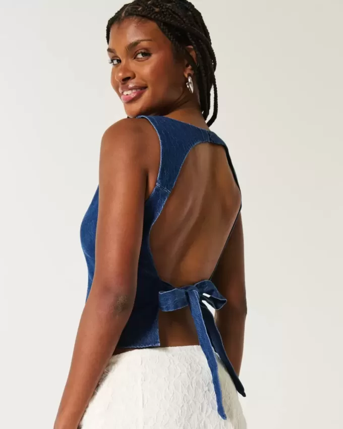 Blusa vaquera con espalda abierta