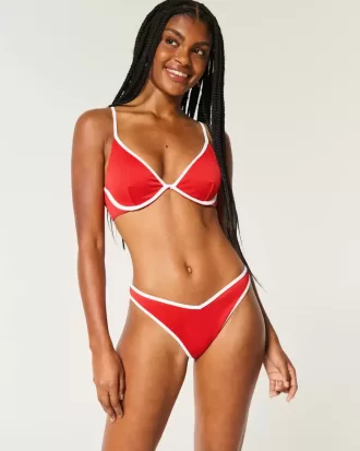 Braguita de bikini atrevida con cintura en V y pierna alta acanalada