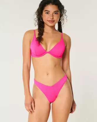Braguita de bikini atrevida con cintura en V y pierna alta acanalada