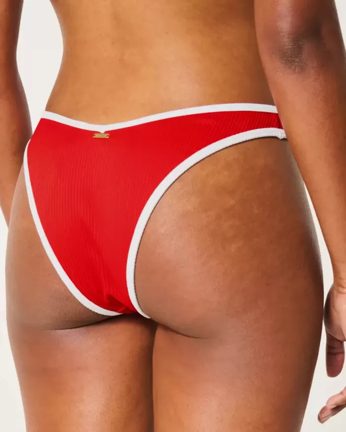 Braguita de bikini atrevida con cintura en V y pierna alta acanalada Braguita de bikini atrevida con cintura en V y pierna alta acanalada
