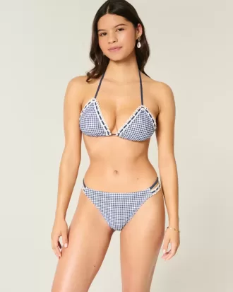 Braguita de bikini atrevida con doble tirante y ribete estilo crochet