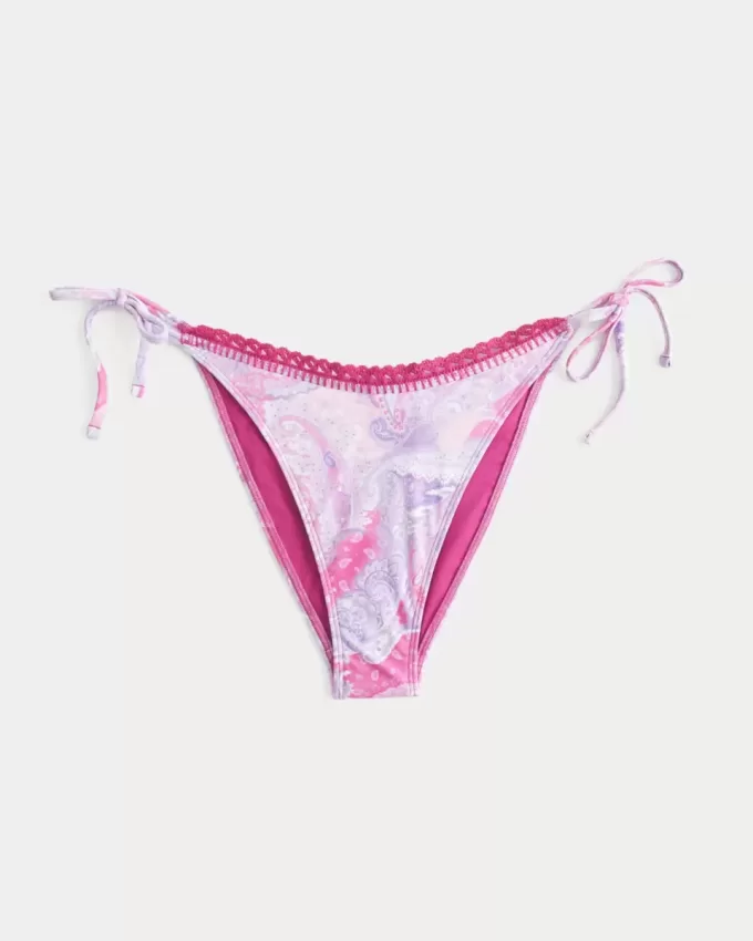 Braguita de bikini atrevida con lazo lateral y ribete estilo crochet