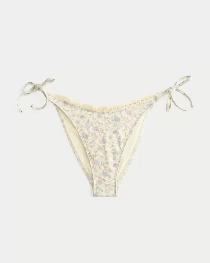 Braguita de bikini atrevida con lazo lateral y ribete estilo crochet