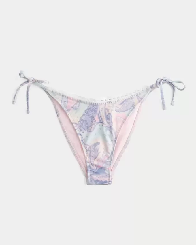 Braguita de bikini atrevida con lazo lateral y ribete estilo crochet