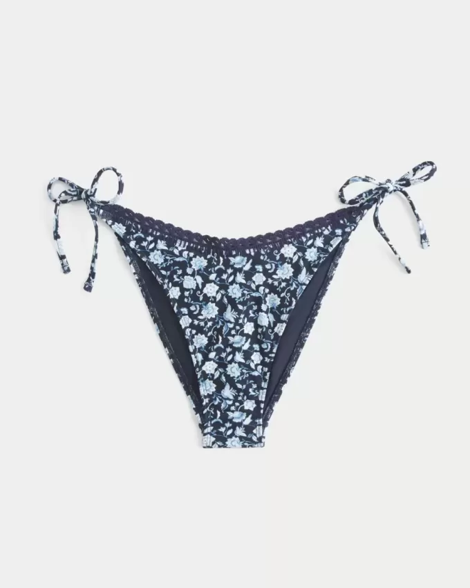 Braguita de bikini atrevida con lazo lateral y ribete estilo crochet
