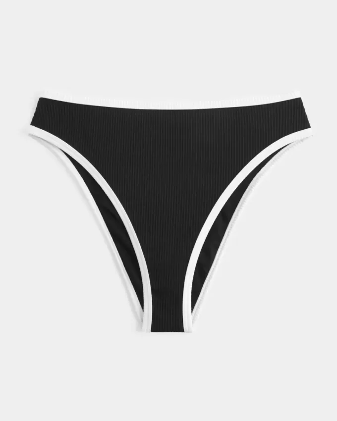 Braguita de bikini atrevida, de cintura alta y pierna alta con curvas Braguita de bikini atrevida, de cintura alta y pierna alta con curvas