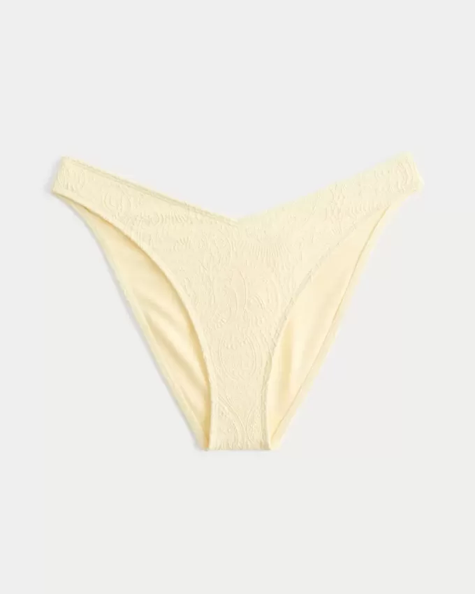 Braguita de bikini atrevida de jacquard con cintura en V y pierna alta Braguita de bikini atrevida de jacquard con cintura en V y pierna alta
