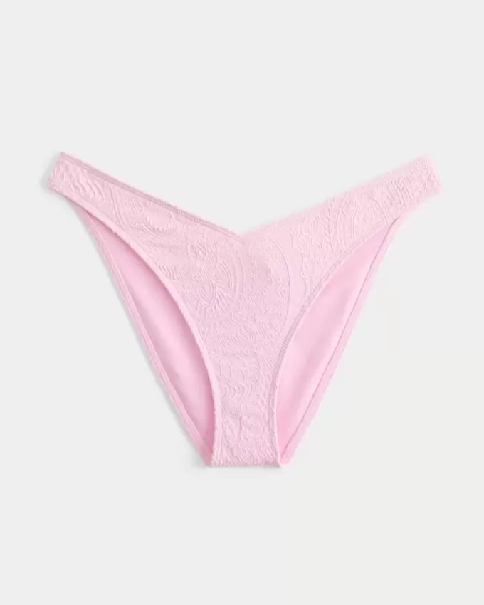 Braguita de bikini atrevida de jacquard con cintura en V y pierna alta Braguita de bikini atrevida de jacquard con cintura en V y pierna alta