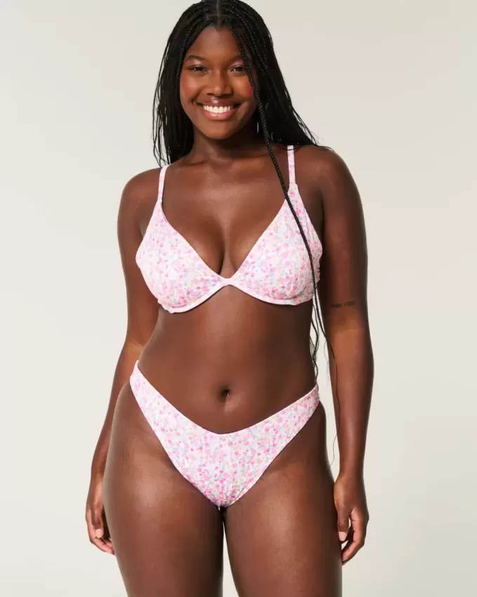 Braguita de bikini atrevida de pierna alta y canalé