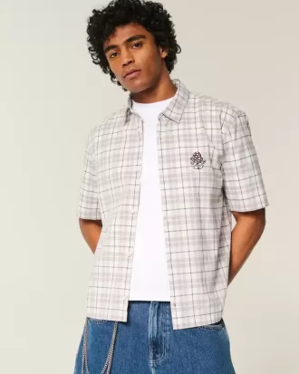 Camisa cuadrada de manga corta con estampado de hongos