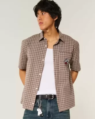 Camisa cuadrada de manga corta con estampado de naipes