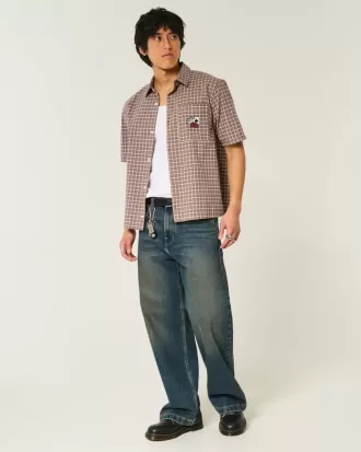Camisa cuadrada de manga corta con estampado de naipes