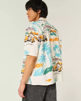 Camisa cuadrada de mezcla de lino con estampado McLaren