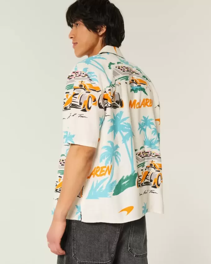 Camisa cuadrada de mezcla de lino con estampado McLaren Camisa cuadrada de mezcla de lino con estampado McLaren