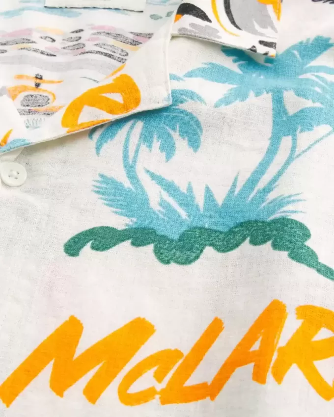 Camisa cuadrada de mezcla de lino con estampado McLaren Camisa cuadrada de mezcla de lino con estampado McLaren