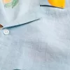 Camisa cuadrada de mezcla de lino con estampado naranja