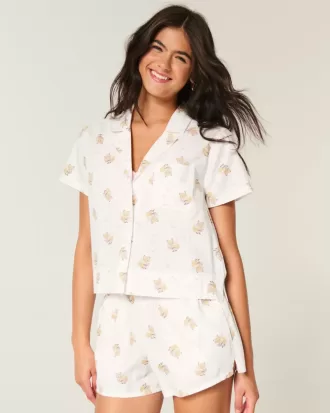 Camisa de algodón Oxford de manga corta