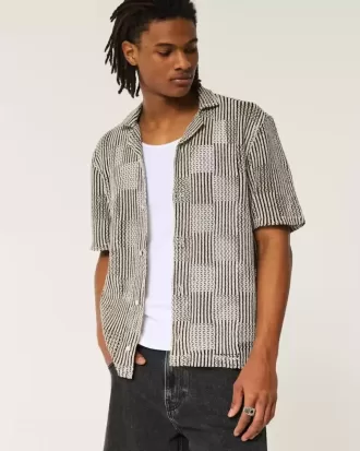Camisa de crochet de manga corta y corte cuadrado