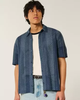 Camisa de crochet de manga corta y corte cuadrado