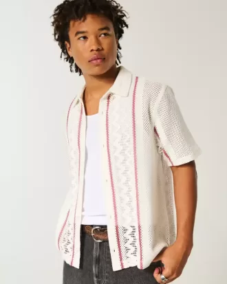 Camisa de crochet de manga corta y corte cuadrado