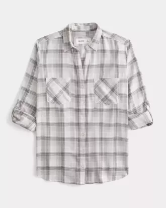Camisa de franela de gran tamaño