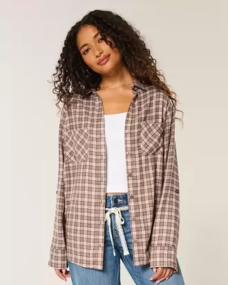 Camisa de franela de gran tamaño