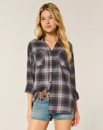 Camisa de franela de gran tamaño