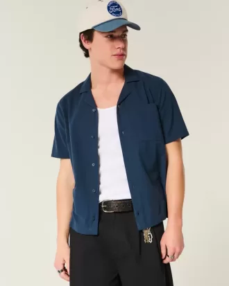 Camisa de manga corta con bolsillo de seersucker