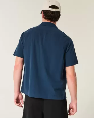 Camisa de manga corta con bolsillo de seersucker