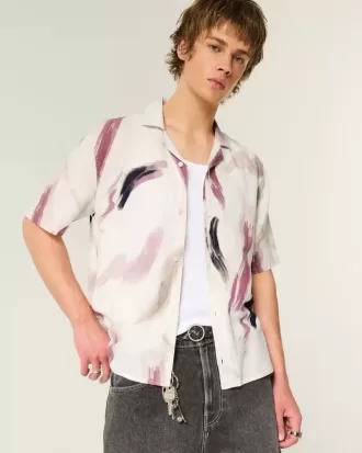 Camisa de manga corta de mezcla de lino