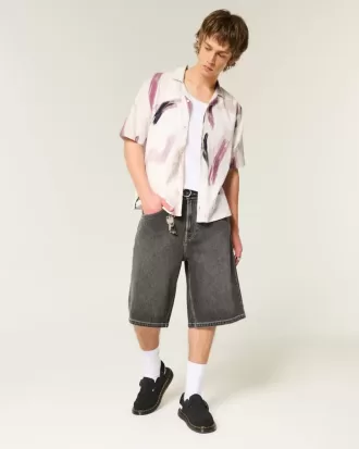Camisa de manga corta de mezcla de lino