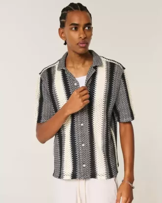 Camisa de manga corta estilo crochet estilo cuadrado