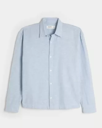 Camisa de mezcla de lino con botones