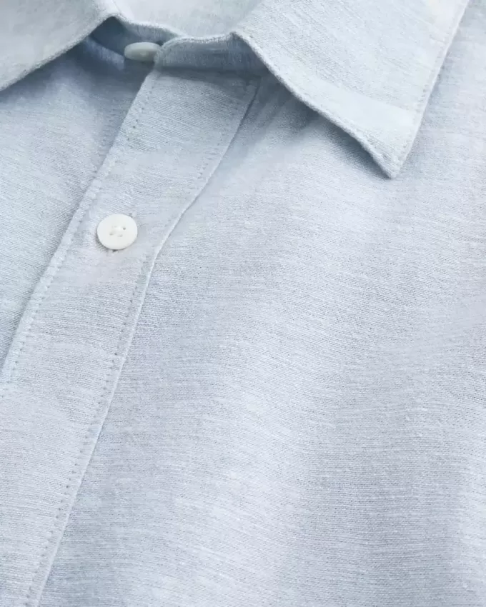 Camisa de mezcla de lino con botones Camisa de mezcla de lino con botones