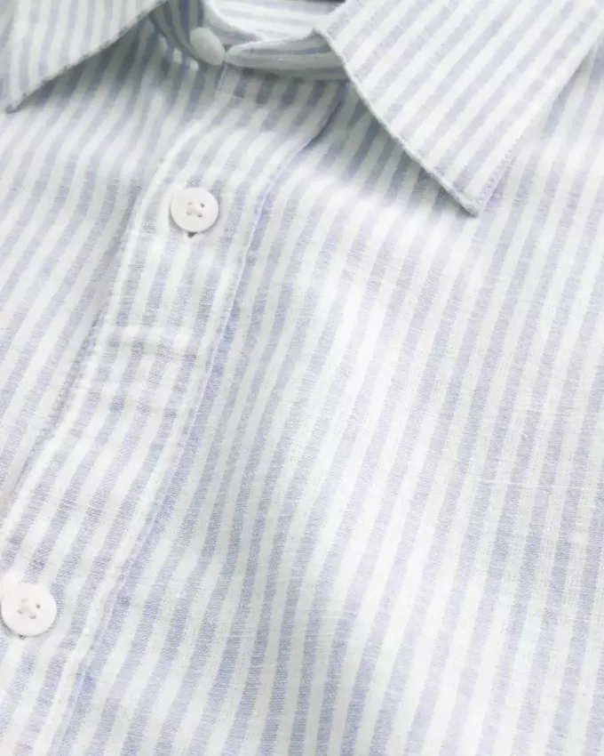Camisa de mezcla de lino con botones Camisa de mezcla de lino con botones