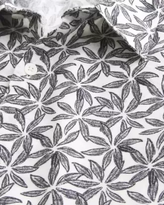 Camisa de mezcla de lino con estampado tropical cuadrado