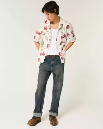 Camisa de mezcla de lino de manga corta y corte cuadrado