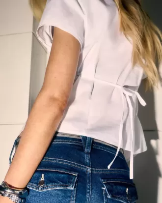 Camisa de popelina de manga corta